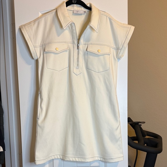 Greylin Cream White Zip-Up Shift Dress Small - Picture 6 of 10